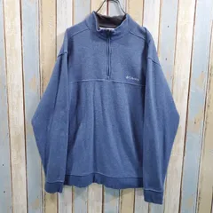 6-89☆コロンビア☆ハーフジップスウェットトレーナー☆刺繍ロゴ☆XL