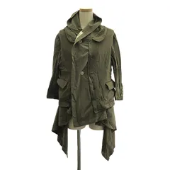 COMME des GARCONS / コムデギャルソン | 2009AW | ポリエステル 染め加工 変形 ドッキング カットアウト ミリタリー ジャケット | M | オリーブ | レディース