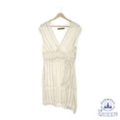 【訳アリ】 ZARA ザラ ワンピース ひざ丈 ノースリーブ レディース ホワイト L 麻 901-2184 送料無料 古着