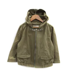 ミッシュマッシュ MISCH MASCH ブルゾンジャケット ミドル丈 七分袖 2WAY ノーカラー フード付き ビジュー M カーキ /SM14のサムネイル