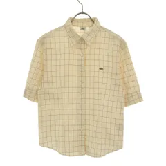 LACOSTE ラコステ チェック 半袖 コットンシャツ 42 アイボリー系 レディース 古着