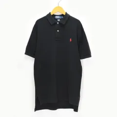 POLO by RALPH LAUREN ポロ バイ ラルフローレン メンズ S ポロシャツ 半袖 ブラック 黒 鹿の子 刺繍 赤 ポニー シンプル