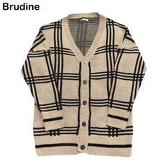 Brudine チェック柄 クラシカル オーバーサイズ ドロップショルダー ベージュ メンズ レディース カーディガン フリーサイズ