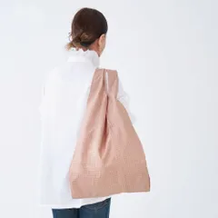 ☆ check.beige ☆ 392plus m ポケット収納エコバッグ BIG エコバッグ 折りたたみ コンパクト エコバック 392 plus m ビッグ 大容量 ショッピングバッグ お買い物バッグ お買い物バック おりたたみ 折り畳み サブバッグのサムネイル