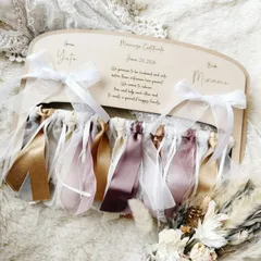 ゲスト参加型*リボンで彩る結婚証明書*　　結婚式 披露宴 ブライダル 挙式 木製 名入れ 刻印 オーダー オリジナル ナチュラル 可愛い ウェルカムスペース 新郎 新婦 少人数 インテリア 記念品