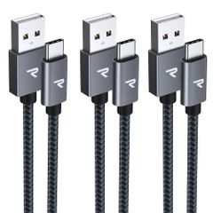 〈数量限定〉【1m+1m+2m 3本/黒】RAMPOW usb c ケーブル タイプc ケーブル QC3.0対応高速充電 データ転送USB2.0規格 iPhone 16/16e 充電ケーブル/iPhone 15 充電ケーブル Sony Xperia/Samsu