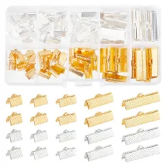 基礎パーツ シルバー ゴールド クリップ 8/10/13/20/25mm 留め金具 紐止め ジュェリー用 リボン留め ワニカン アクセサリーパーツ 5サイズ4色 約100個 カシメ 手芸用品 金具 ワニ口 手作り素材 PandaHall PH