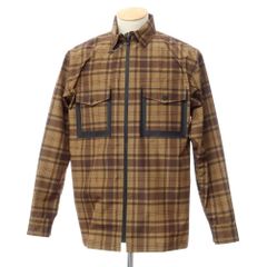 【新品】バグッタ Bagutta ポリエステル チェック ジップアップ シェルジャケット ベージュxオリーブxダークブラン【サイズS】【メンズ】