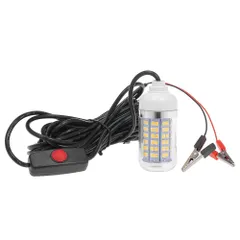 集魚ライト 水中ライト 12V 15W 水中釣りLEDライト 集魚灯 魚発見システムライト 30ft電源コードとバッテリークリップ付き