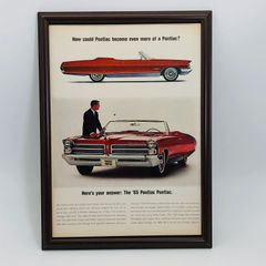 ビンテージ 広告　ポスター 　『 ポンティアック 』 1960's　※当時物　アメリカ 輸入雑貨　ヴィンテージ　フレーム付　　アドバタイジング レトロ　 .( AZ935 )