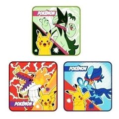 078296 キャラクター ミニタオル( タオルハンカチ ) 3枚セット ポケット モンスター ( ピカチュウ ) ポケモン モンスターボール ピカチュウ お出かけ ハンカチ 汗拭きタオル ハンドタオルのサムネイル