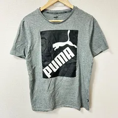 (^w^)b PUMA プーマ クルーネック 半袖Tシャツ コットン 綿100% フロントプリント ビッグロゴ スポーツMIX カジュアル リラックス トレーニング デイリー グレー メンズ サイズM