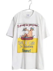 【お得なクーポン配布中!】 90s USA製 ジョーク メッセージ イラスト プリント Tシャツ メンズ L / 古着 オールド キャラクター アート グラフィック シングルステッチ