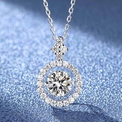 272N【揺れる】一粒CZダイヤネックレス シルバー 高見え 上品清楚系 