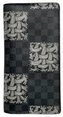 ルイヴィトン ダミエ グラフィット ポルトフォイユ ブラザ N61211 クリストファーネメス ファスナー付き 二つ折り 長財布 PVC ブラック 黒　プリント　メンズ 紳士用 LOUIS VUITTON