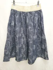 ◇ Apparel Made アパレルメイド 迷彩 カモフラ柄 膝下丈 フレア スカート サイズF ネイビー レディース P  【1408200042186】