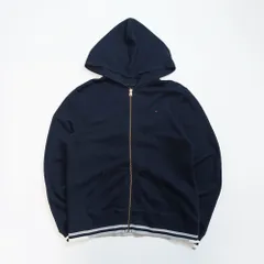 【最終値下げ SALE】TOMMY HILFIGER トミーヒルフィガー スウェット フルジップパーカー ワンポイント ネイビー L　B202507