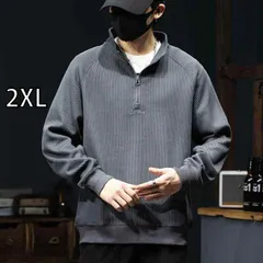 [2XL ]秋冬 コーデ メンズ  服 シンプル ファッション オシャレ 大人 かっこいい 大きいサイズ ストリート 紳士服 ハイエンド ストライプ ニット ハーフ ジップ スウェットシャツ パーカー ラウンドネック 長袖 ポロシャツ 
