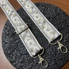 インド刺繍リボン スマホショルダー ショルダーストラップ 花柄 ライトブルー 007