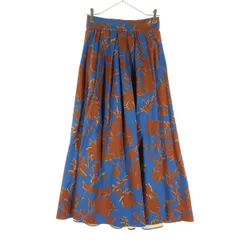 美品 EMMEL REFINES エメルリファインズ 花柄 ロング丈 フレアスカート XS ブルー系 レディース 古着