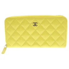 CHANEL (シャネル) マトラッセ クラシック ラウンドファスナー長財布 キャビアスキン イエロー ゴールド金具 AP0242