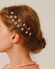 オケージョン ヘアアクセサリー フラワー Uピン ゴールド 12個セット 髪飾り かんざし 結婚式 パーティー 和装 ブライダル 花モチーフ