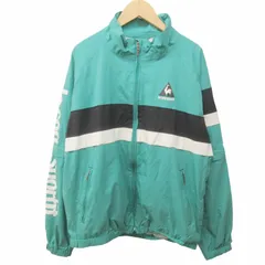ルコックスポルティフ le coq sportif ナイロンジャケット ブルゾン フルジップ ロゴ 青緑系 L 0815のサムネイル
