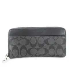 コーチ COACH 長財布 ロングウォレット ラウンドファスナー 小銭入れあり PVC レザー 革 シグネチャー 黒 ブラック F58112 /CK24 ■GY18