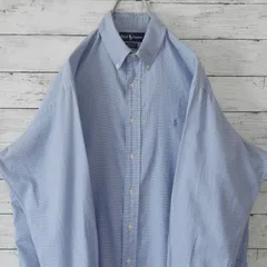 Polo Ralph Lauren ポロラルフローレン 刺繍ロゴ 千鳥格子チェック 長袖シャツ ボタンダウンシャツ BDシャツ YARMOUTH 16 1/2 L-XL相当 ライトブルー ホワイト 20201442