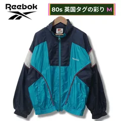 リーボック ナイロンジャケット M ブルー 80s 90s (80s〜90s初期) Vintage ヴィンテージ ストリート Y2K オーバーサイズ スポーツウェア スポーツミックス ネイビー 古着 J107