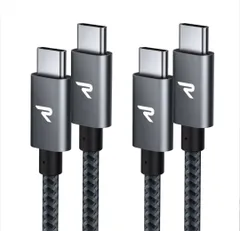 ★2本セットRAMPOW USB C ケーブル1m+2m/黒 PD対応 60W急速充電USB-C USB-C ケーブル データ転送