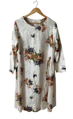 C371 super hakka feutlle スーパーハッカフィーユ　長袖ワンピース　レディース　花柄　ホワイト　白　サイズ19号