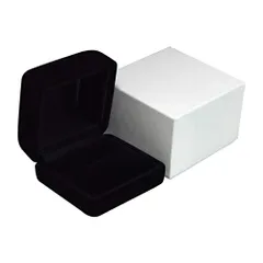 ジュエリーケース 指輪 リング 用 ケース アクセサリーケース アクセサリー 収納 リングケース ギフト 指輪ケース 外化粧箱付き ギフトケース (ブラック)