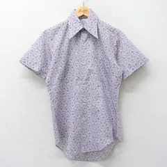 L/古着 半袖 シャツ メンズ 70s 総柄 紫他 パープル 24jun29 中古 トップス