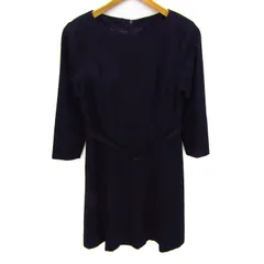 ナチュラルビューティーベーシック ワンピース トップス 長袖 ベルト付き レディース Mサイズ ネイビー NATURAL BEAUTY BASIC 【中古】