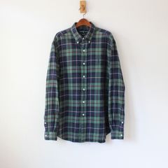 ポロ ラルフローレン BDシャツ インド製 グリーン、ネイビー系のチェック柄 CLASSIC FIT L （w-1420907）