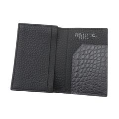 【新品未使用】カミーユフォルネ Camille Fournet 現行品 21.14 VERSOアリゲーター カードケース ウォレット 黒 定価7.7万 牛革 47333