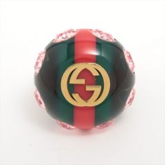 GUCCI グッチ ヴィンテージ ウェブ インターロッキングG リング XS （実寸9号） レジン × GP × ラインストーン ゴールド マルチカラー イタリア製