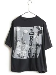 【お得なクーポン配布中!】 パキ綿 80s ビンテージ ★ NBA シカゴ ブルズ マイケル ジョーダン プリント 半袖 Tシャツ ( メンズ L 程) 古着 バスケ MICHAEL JORDAN 黒| 中古 80's 80年代 シ