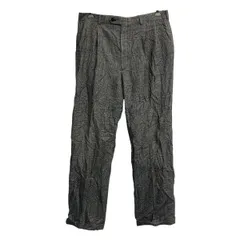 スラックスパンツ L～XL ブラック マルチカラー ジップアップ チェック ウールスラックス ツータック 古着卸 アメリカ仕入 2506-987