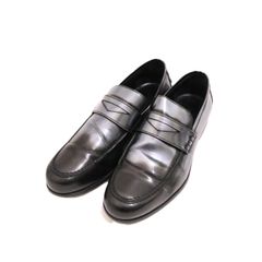 【中古B】JIMMY CHOO ジミーチュウ 25cm メンズ コインローファー ドレスシューズ 黒 シルバー 中古B 古着