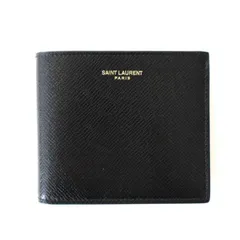 サンローラン 財布 メンズ ブラック ニつ折り 小銭入れ付 本革 ブランドロゴ SAINT LAURENT 396303 H3Z2W 1000