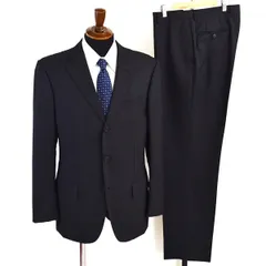 JOURNAL WORKS 3つボタン シングルスーツ XL A8 ブラック ストライプ ノータック 極 定番 人気 通勤 営業 3D-817 夏物 春夏 薄手  5XD009 【送料無料】【中古】【メンズビジネス】202504