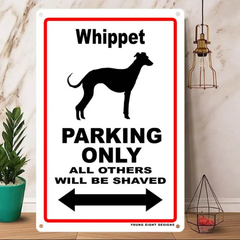 雑貨【Whippet/ウィペット】 Parking / パーキング / Dog / 犬 / 警告 / ヤードサイン / メタルプレート / ブリキ看板 / メタルポスター / -216