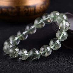 天然石パワーストーン ビーズ ガーデングリーンクリスタル(水晶 石英 Quartz Cristal) ラウンドメンズブレスレットレディースブレスレット 10mm