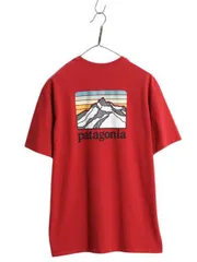 【お得なクーポン配布中!】 パタゴニア ポケット付き 両面 プリント 半袖 Tシャツ メンズ M / アウトドア ポケT グラフィック イラスト バックプリント カットソー 赤