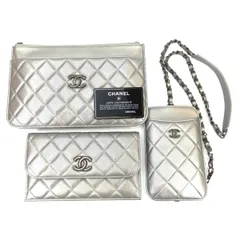 CHANEL シャネル マトラッセ マルチバッグ チェーンショルダー 財布 スマホケース付き シルバー 管理番号：10422