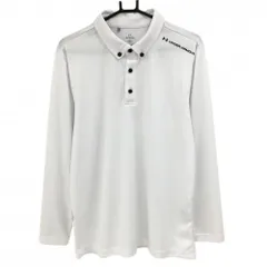 ★SALE価格★【超美品】アンダーアーマー 長袖ポロシャツ 白×黒 肩ロゴ ボタンダウン メンズ XL ゴルフウェア UNDER ARMOUR