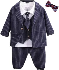 しあわせ倉庫 初めての紳士トータルコーデ ベビー フォーマル スーツ 6点セット 男の子 赤ちゃん ボーイズ タキシード 入園式 卒園式 七五三 誕生日 結婚式(ネイビー,  90)