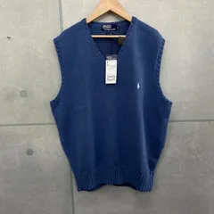 未使用タグ付き Polo by Ralph Lauren ポロ バイラルフローレン 希少 LLサイズ  ブルー ネイビー ポニーロゴ ベスト プルオーバーニット Vネックセーター 90s オールド old デッドストック